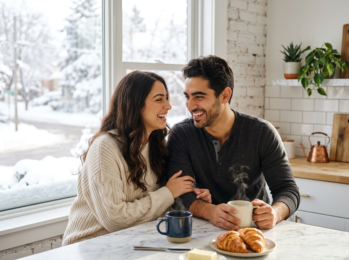 Couple enjoying a slow afternoon at home